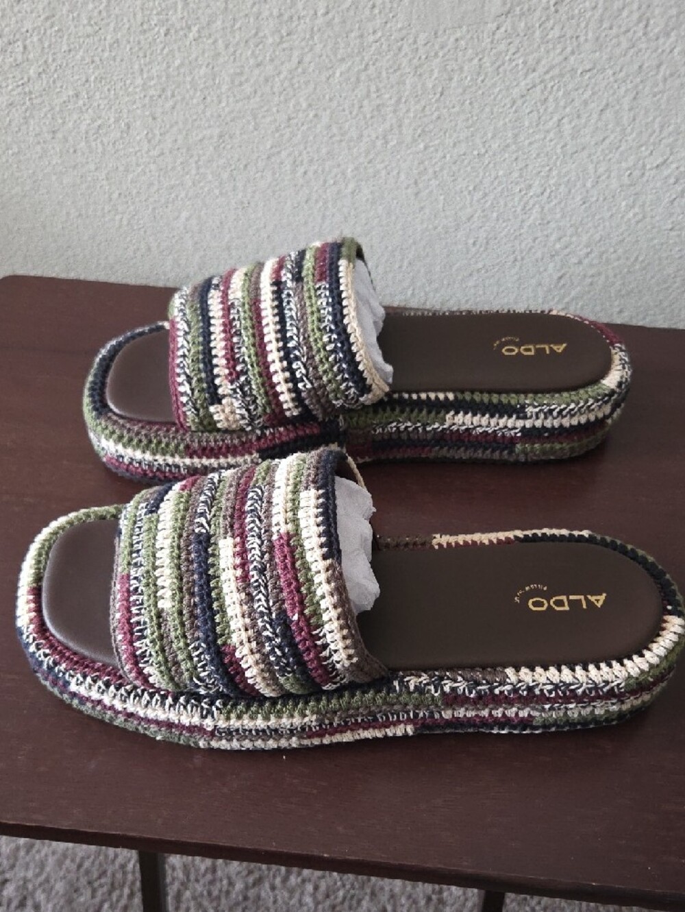Aldo Multicolor Bohemina Crochet Striped Slide Sandals - Picture 3 of 5